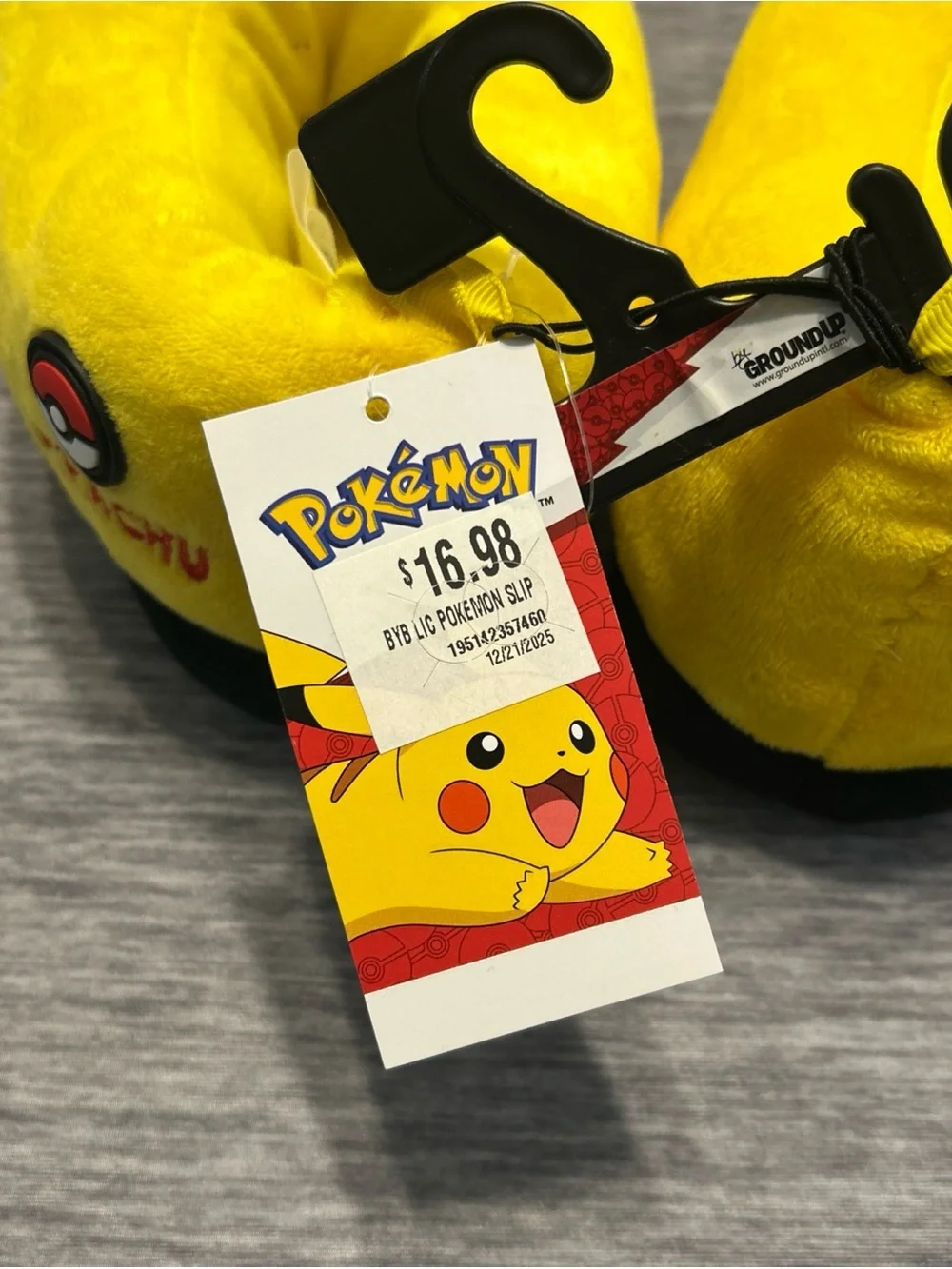 Pokemon Yellow Pikachu Plush Kids Slippers